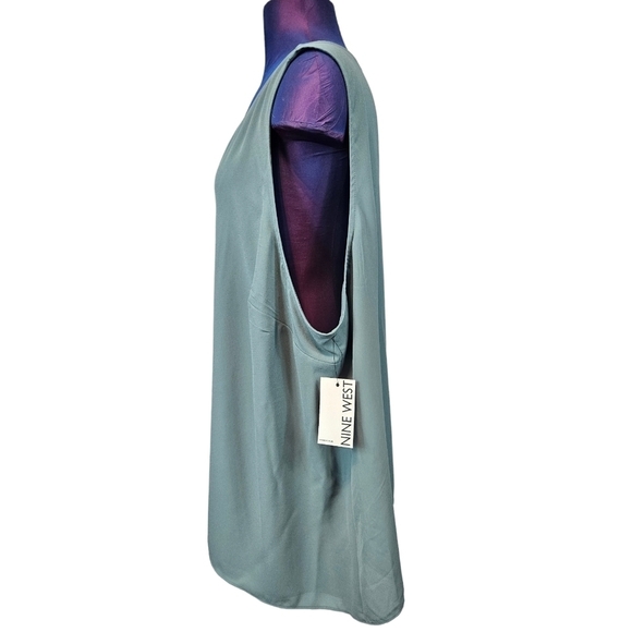 NWT Nine West Dusty‎ Teal V-Neck Chiffon Sleeveless Blouse Size 3X Women's - Picture 4 of 8
